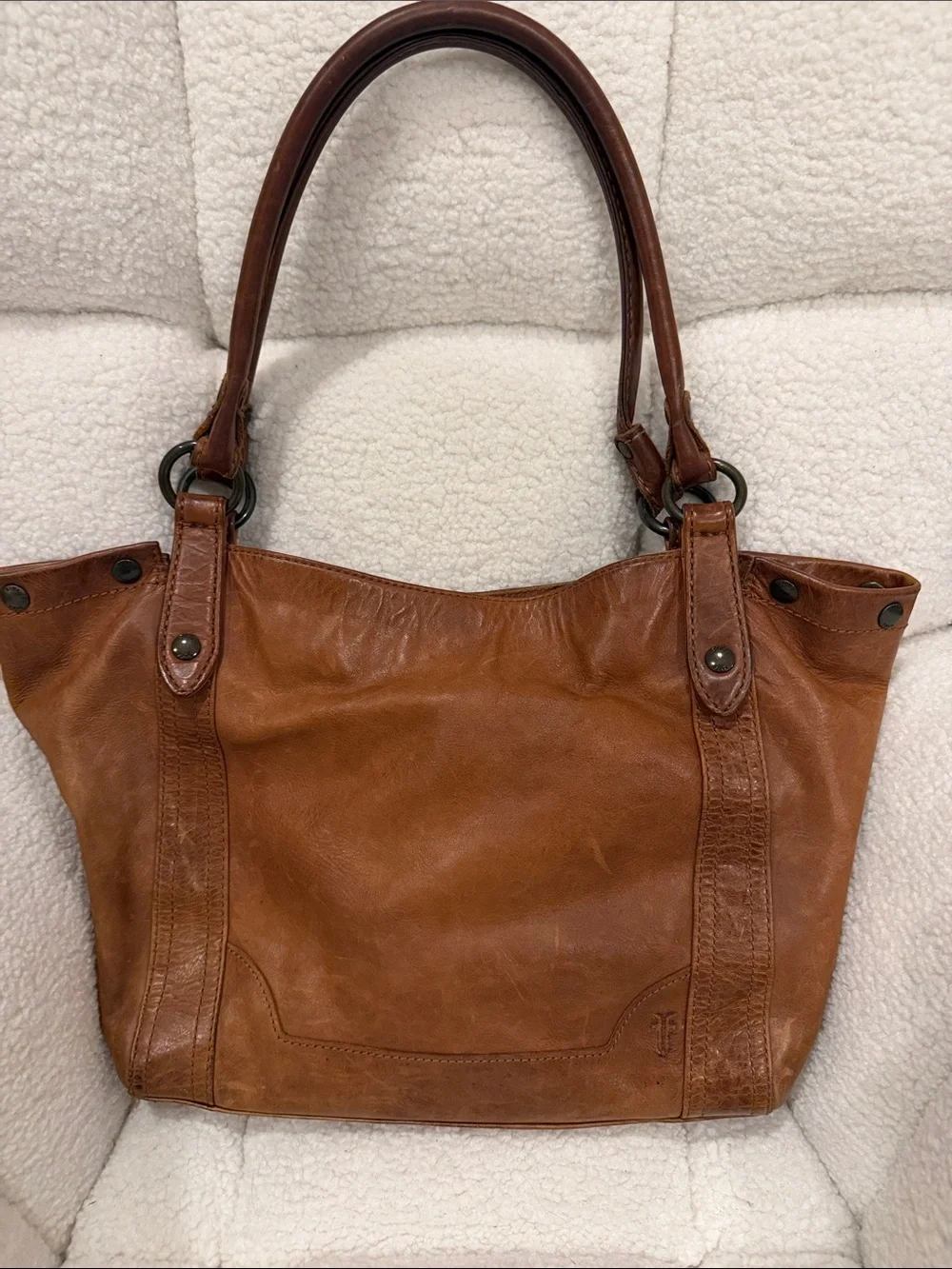 Frye Cognac Brown Leather Hobo Tote